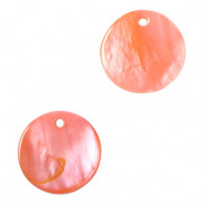 Muschel Anhänger Süßwasserperlmutt rund 15mm Coral pink